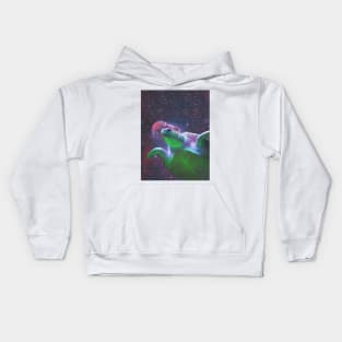 a turtle in the sky painting Kids Hoodie